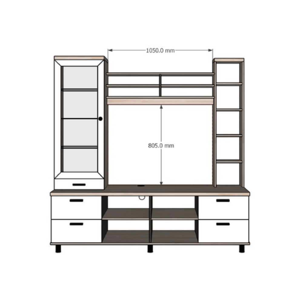 ตู้วางทีวี WISDOM DESIGN FURNITURE รุ่น HT-006 180 ซม. สีไลท์เวงเก้/แฟบริค