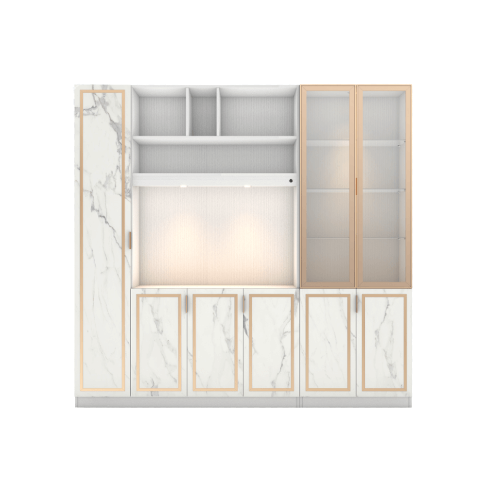 ตู้วางทีวี WISDOM DESIGN FURNITURE รุ่น GW-240 240 ซม. สีขาว/มาร์เบิ้ล/โกลด์