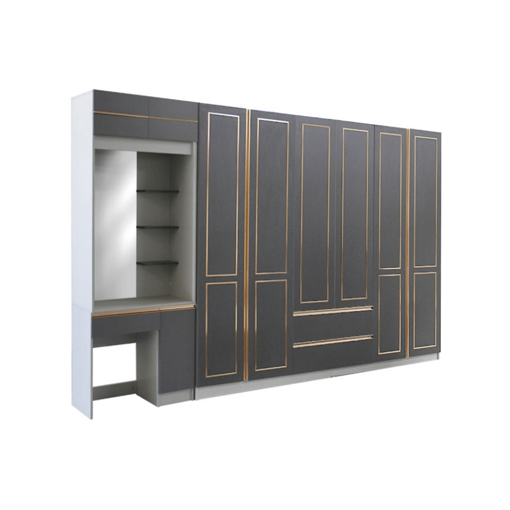 ชุดห้องนอน 6 ฟุต WISDOM DESIGN FURNITURE รุ่น BRAELYN 6 สียีนส์/กราไฟท์