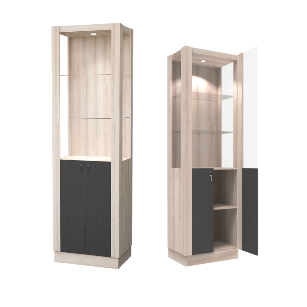 ตู้โชว์กระจก WISDOM DESIGN FURNITURE รุ่น CB-001 60 ซม. สีโซลิค/กราไฟท์