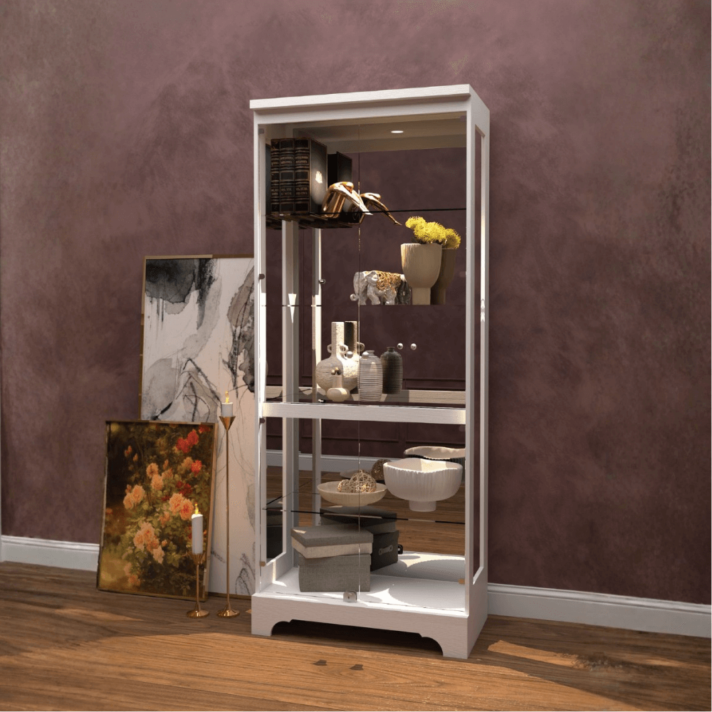 ตู้โชว์กระจก WISDOM DESIGN FURNITURE รุ่น CB-012G 80 ซม. สีขาว
