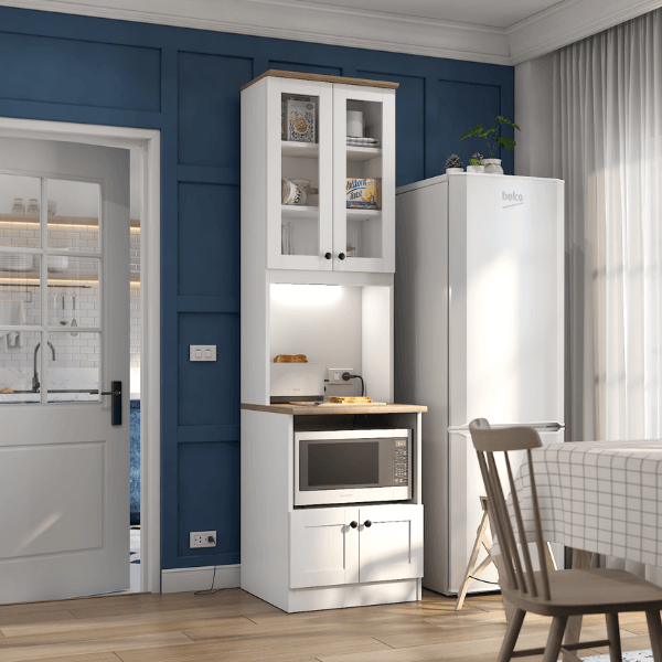 ครัวไม้สำเร็จ ตู้ตั้งพื้นพร้อมช่องใส่ไมโครเวฟ WISDOM DESIGN FURNITURE รุ่น KT-60 60 ซม. สีขาว/โรม่า_3