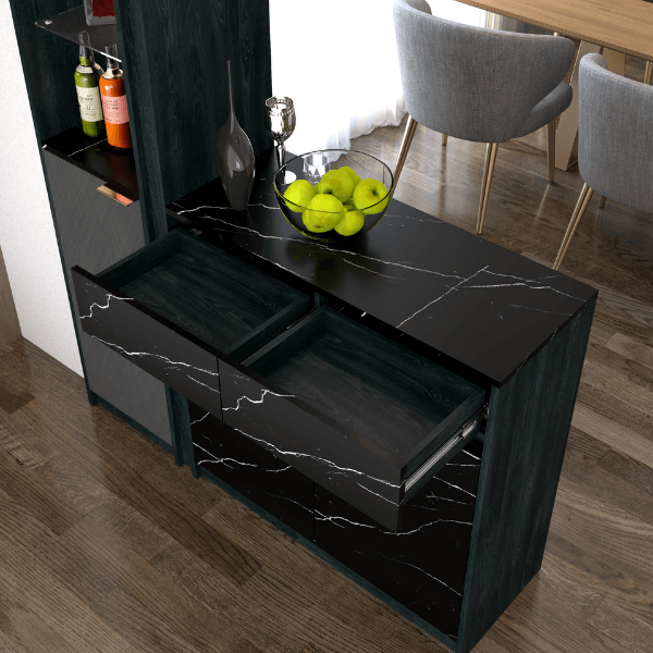 เคาน์เตอร์บาร์ WISDOM DESIGN FURNITURE GI-1 150 ซม. สีแอชเกรย์/ดาร์คมาร์เบิ้ล_3