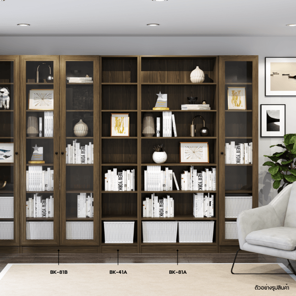ตู้หนังสือ WISDOM DESIGN FURNITURE รุ่น BK-81B 80 ซม. สีมอคค่า