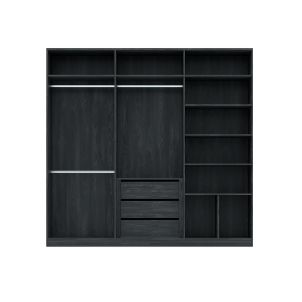 ตู้เสื้อผ้า 6 บานเปิด WISDOM DESIGN FURNITURE รุ่น GC-2401A 240 ซม. สีแอชเกรย์/ไลท์มาร์เบิ้ล