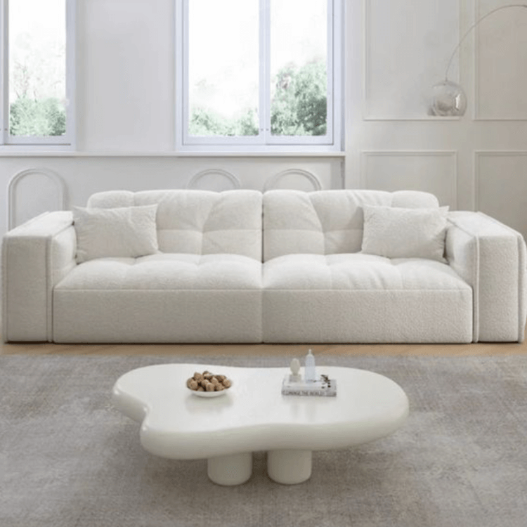 โซฟา 2 ที่นั่ง WISDOM DESIGN FURNITURE รุ่น KATE 200 ซม. ผ้าขนแกะ สีขาว