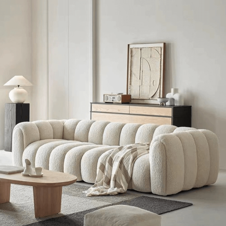 โซฟา 3 ที่นั่ง WISDOM DESIGN FURNITURE รุ่น LISA 220 ซม. ผ้าขนแกะ สีขาว