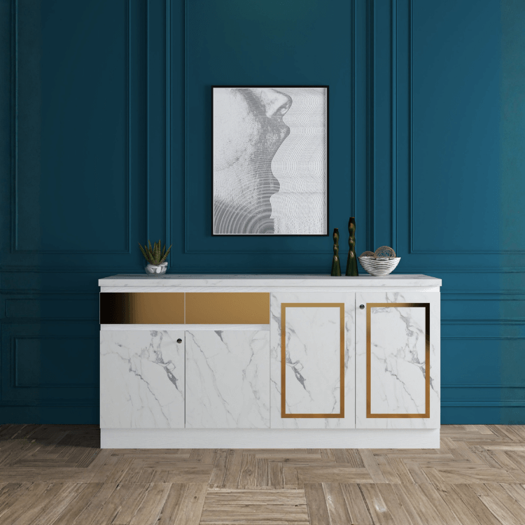 ตู้เตี้ย WISDOM DESIGN FURNITURE รุ่น GCS-161 160 ซม. สีขาว/ซอฟท์มาร์เบิ้ล