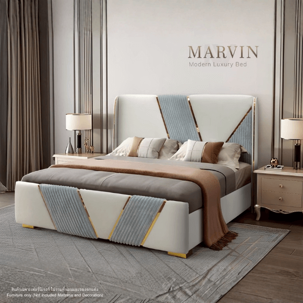 ฐานรองหัวเตียง 6 ฟุต WISDOM DESIGN FURNITURE รุ่น MARVIN สีขาว/เทา_3