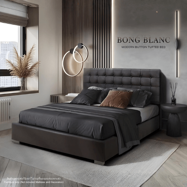 ฐานรองหัวเตียง 6 ฟุต WISDOM DESIGN FURNITURE รุ่น BONG BLANC สีดำ
