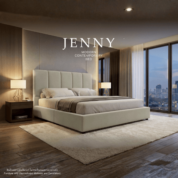 ฐานรองหัวเตียง 6 ฟุต WISDOM DESIGN FURNITURE รุ่น JENNY สีครีมขาว