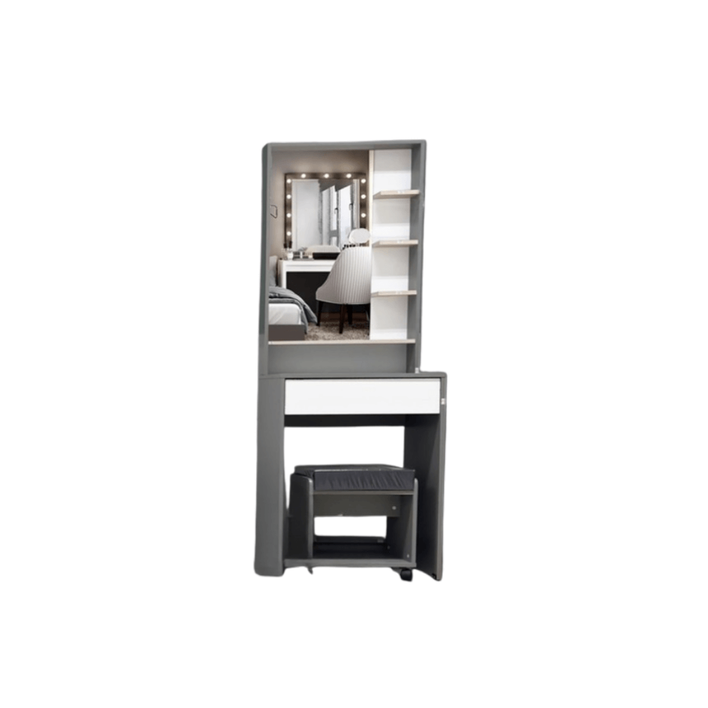 ชุดห้องนอน + ที่นอนสปริง 6 ฟุต WISDOM DESIGN FURNITURE รุ่น TRENDY สีเทา/ขาว_4
