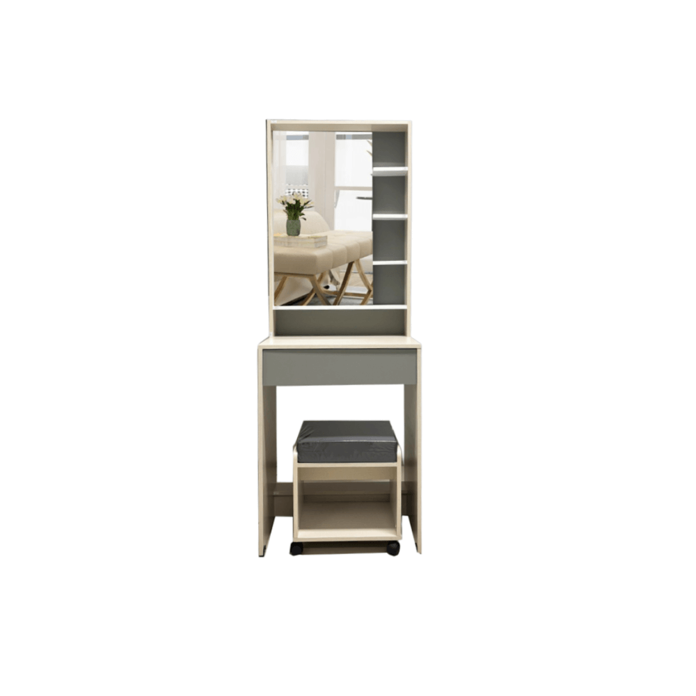 ชุดห้องนอน + ที่นอนสปริง 6 ฟุต WISDOM DESIGN FURNITURE รุ่น TRENDY สีเบจ/เทา_4