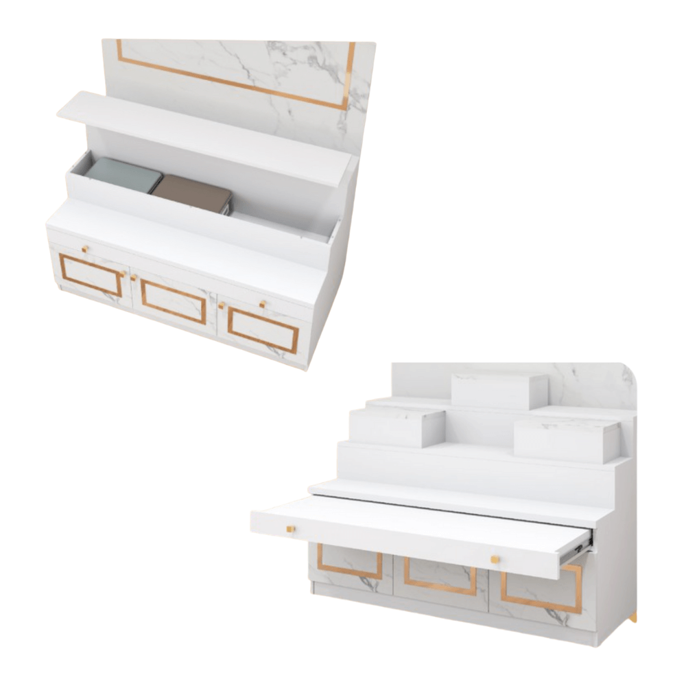 โต๊ะหมู่บูชา WISDOM DESIGN FURNITURE รุ่น GO-01 ขนาด 120 ซม. สีขาว/ไลท์มาร์เบิ้ล