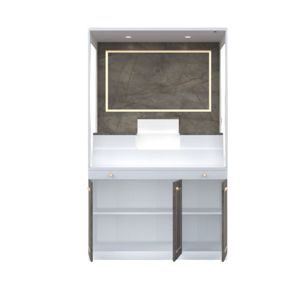 ตู้พระ WISDOM DESIGN FURNITURE รุ่น GO-02 ขนาด 120 ซม. สีขาว/บราวน์มาร์เบิ้ล