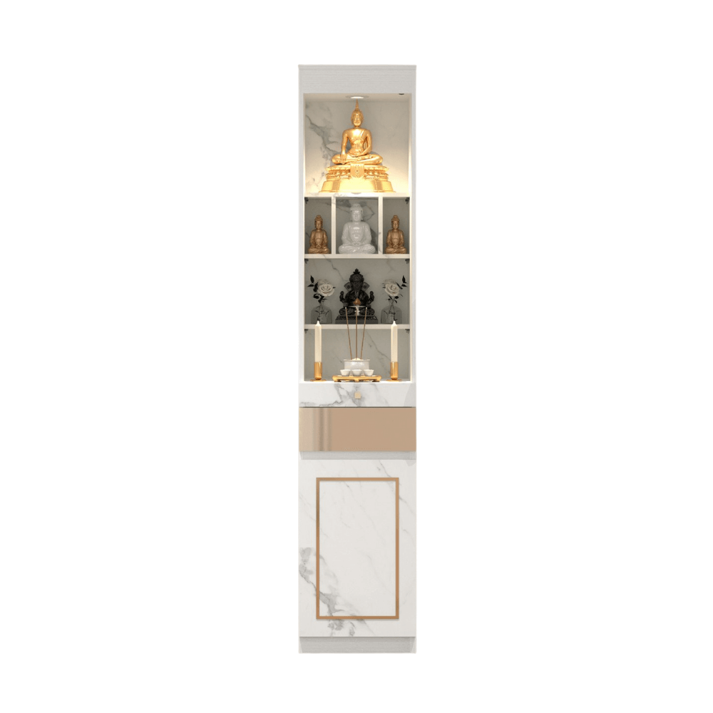 ตู้พระ WISDOM DESIGN FURNITURE รุ่น GO-05 ขนาด 40 ซม. สีขาว/มาร์เบิ้ล/โกลด์