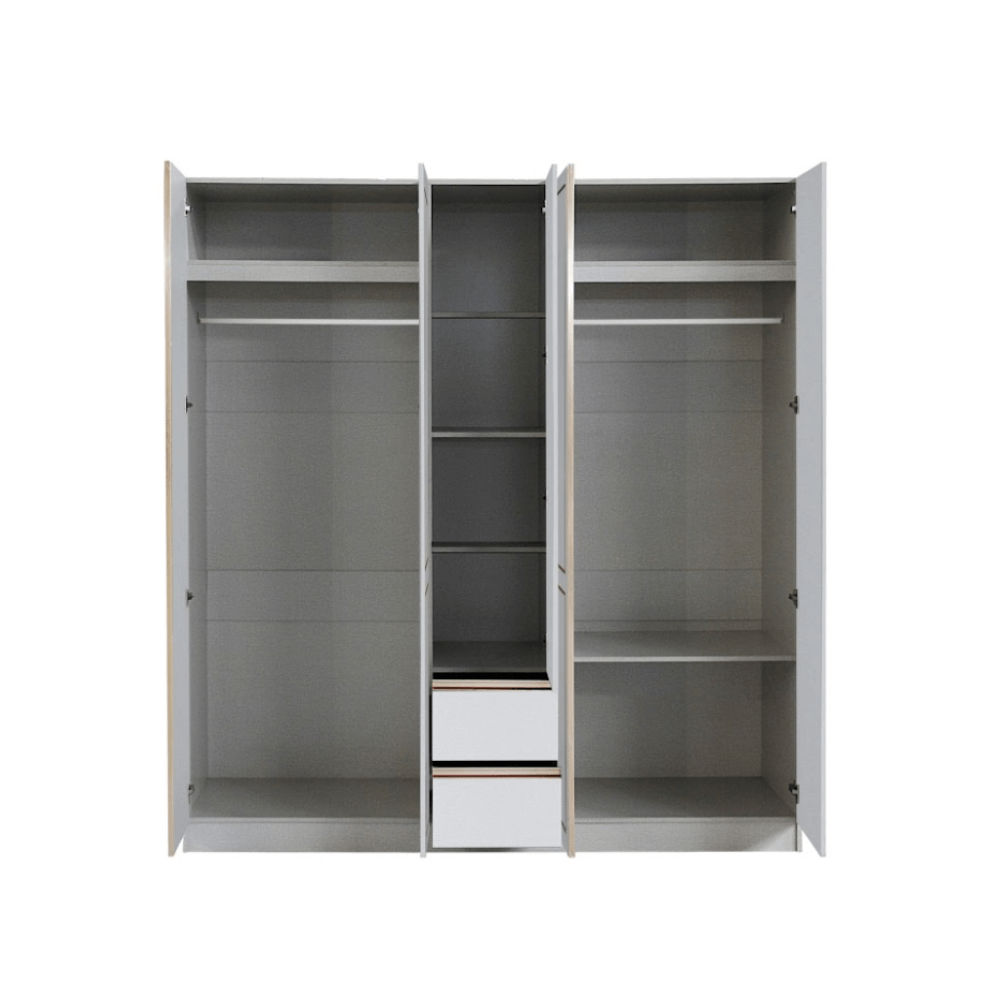 ชุดห้องนอน 6 ฟุต WISDOM DESIGN FURNITURE รุ่น BRAELYN 5 (กระจก) สีไลท์ยีนส์/ขาว