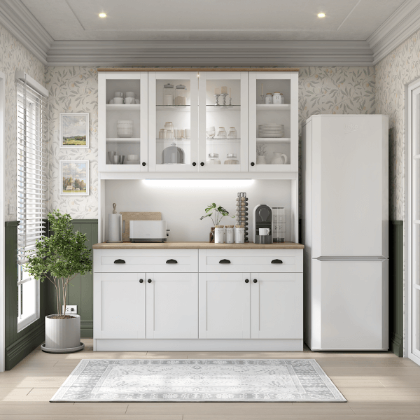 ครัวไม้สำเร็จ ตู้ตั้งพื้นท็อปเรียบ WISDOM DESIGN FURNITURE KT-161 160 ซม. สีขาว/โรม่า