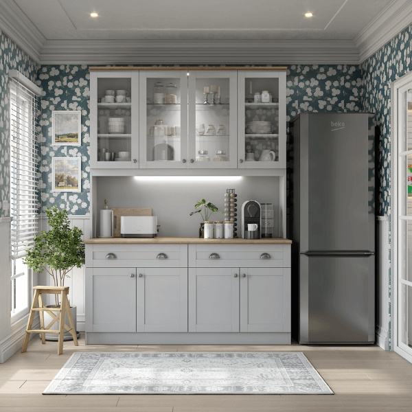 ครัวไม้สำเร็จ ตู้ตั้งพื้นท็อปเรียบ WISDOM DESIGN FURNITURE KT-161 160 ซม. สีฟ็อก/โรม่า