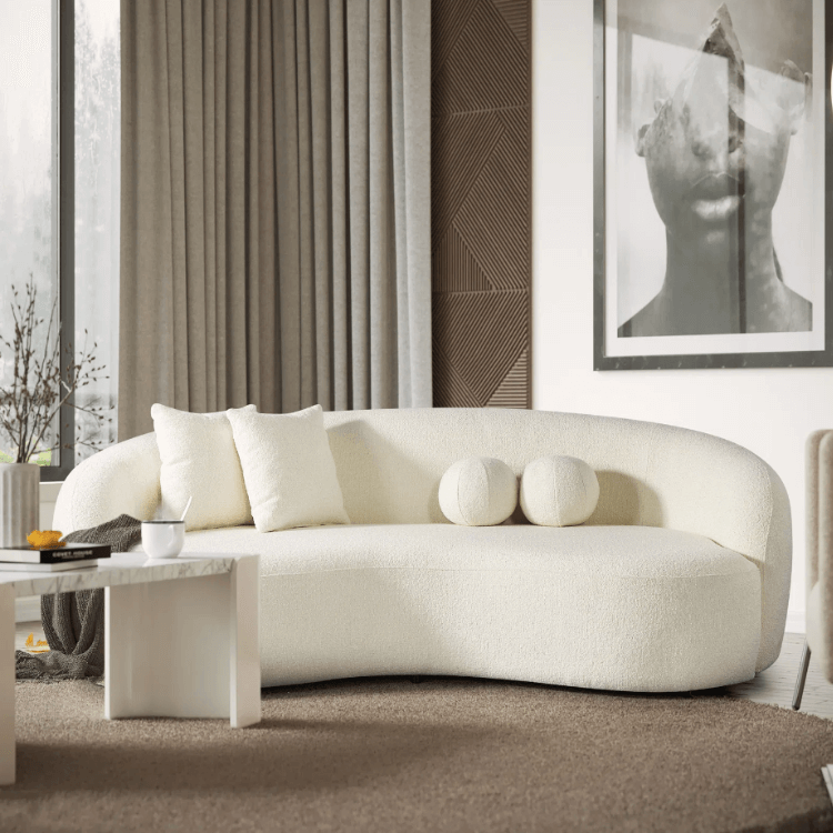 โซฟา 2 ที่นั่ง WISDOM DESIGN FURNITURE รุ่น SOE 220 ซม. ผ้าขนแกะ สีขาว