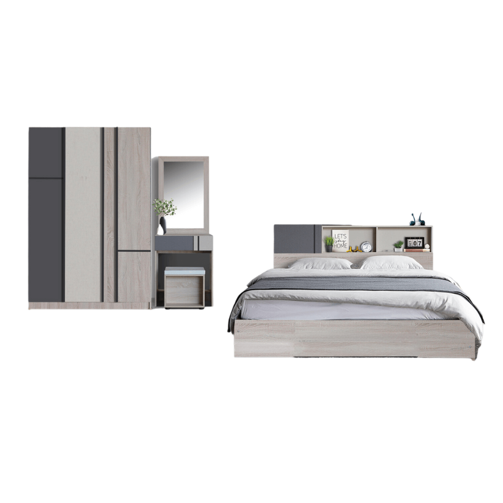 ชุดห้องนอน + ที่นอน 6 ฟุต WISDOM DESIGN FURNITURE รุ่น AVA สี โซลิค