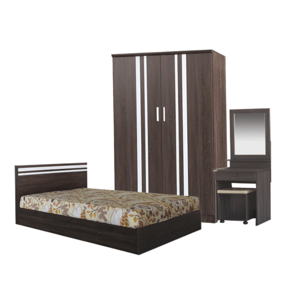 ชุดห้องนอน + ที่นอนสปริง 3.5 ฟุต WISDOM DESIGN FURNITURE รุ่น ECO สี แอชบราวน์_5