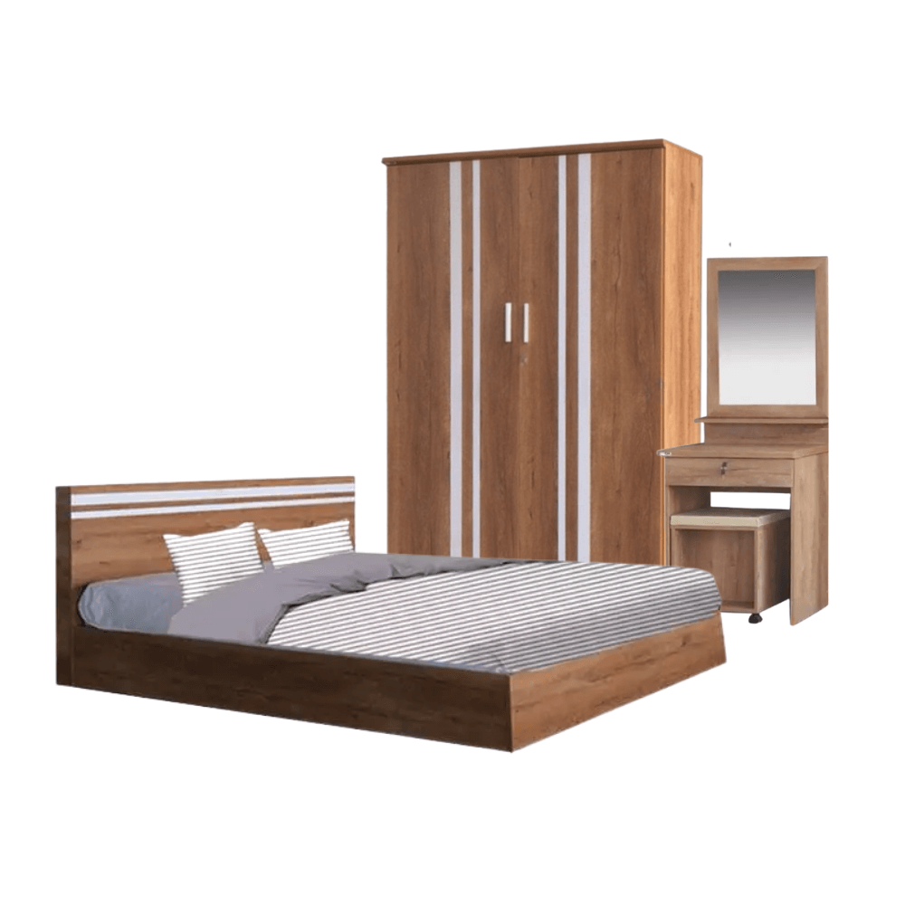 ชุดห้องนอน + ที่นอน PVC 6 ฟุต WISDOM DESIGN FURNITURE รุ่น ECO สี ไม้สัก_5