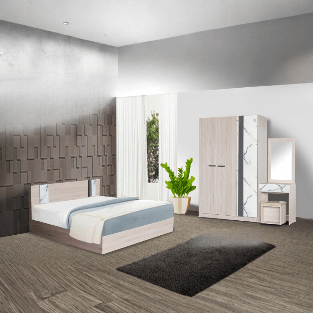 ชุดห้องนอน + ที่นอน PVC 6 ฟุต WISDOM DESIGN FURNITURE รุ่น GLORY สี โซลิค/หินอ่อน_5