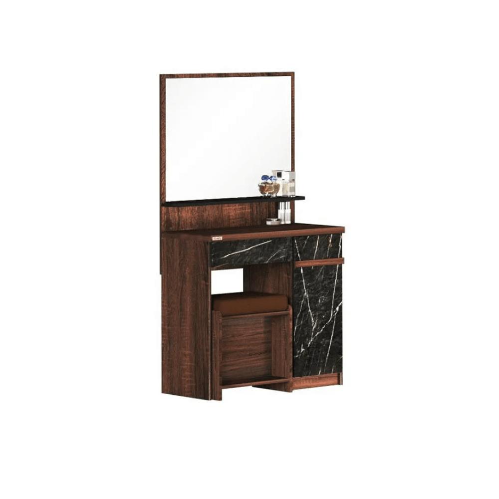 ชุดห้องนอน + ที่นอน PVC 5 ฟุต WISDOM DESIGN FURNITURE รุ่น GALAXY สี วอลนัท/หิน_5
