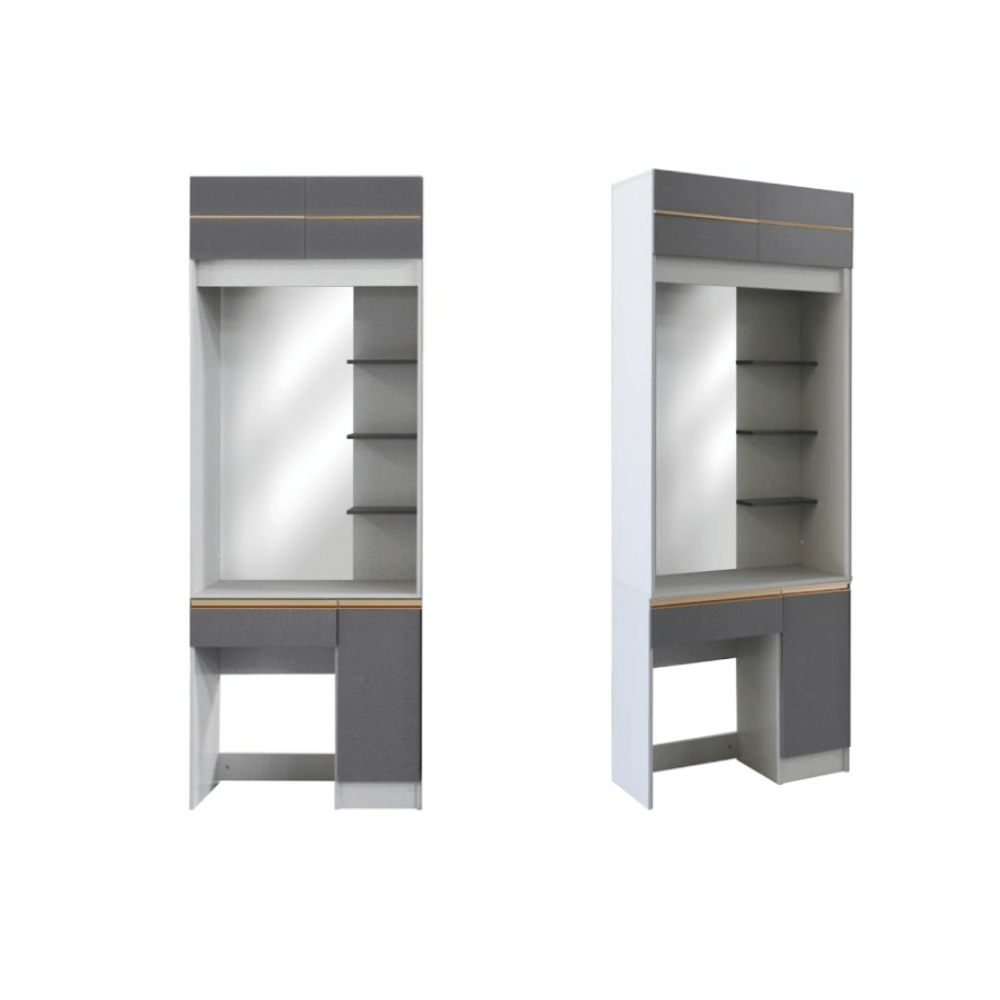 ชุดห้องนอน + ที่นอน PVC 6 ฟุต WISDOM DESIGN FURNITURE รุ่น BRAELYN 5 (กระจก) สียีนส์/กราไฟท์