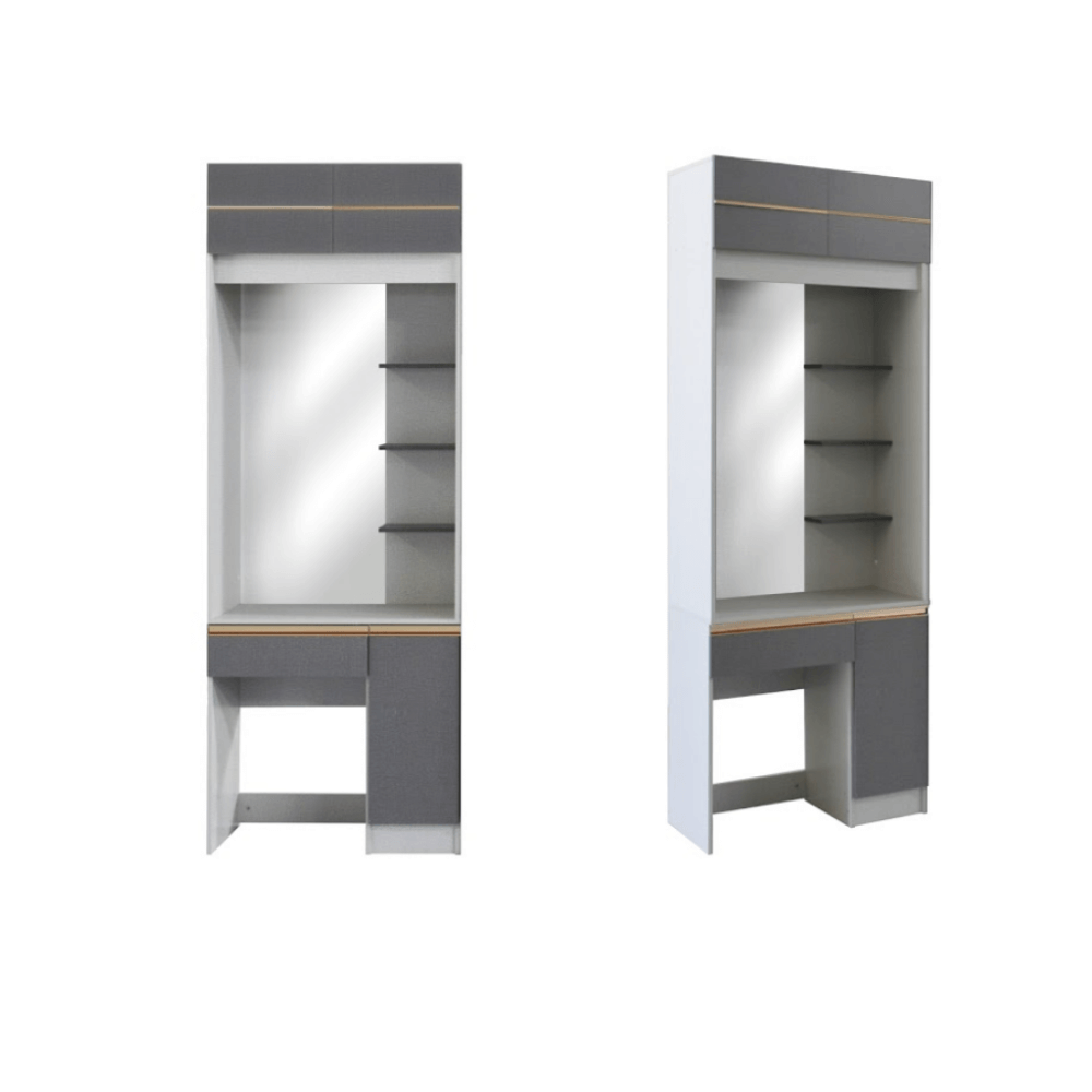 ชุดห้องนอน + ที่นอน PVC 6 ฟุต WISDOM DESIGN FURNITURE รุ่น BRAELYN 6 (กระจก) สียีนส์/กราไฟท์