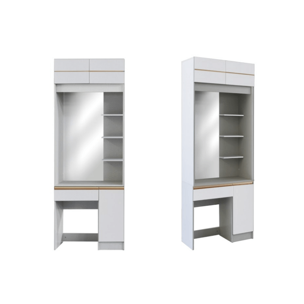 ชุดห้องนอน + ที่นอน PVC 6 ฟุต WISDOM DESIGN FURNITURE รุ่น BRAELYN 6 (กระจก) สีไลท์ยีนส์/ขาว