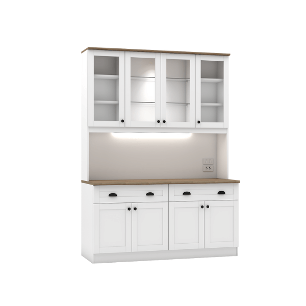 ครัวไม้สำเร็จ ตู้ตั้งพื้นท็อปเรียบ WISDOM DESIGN FURNITURE KT-161 160 ซม. สีขาว/โรม่า