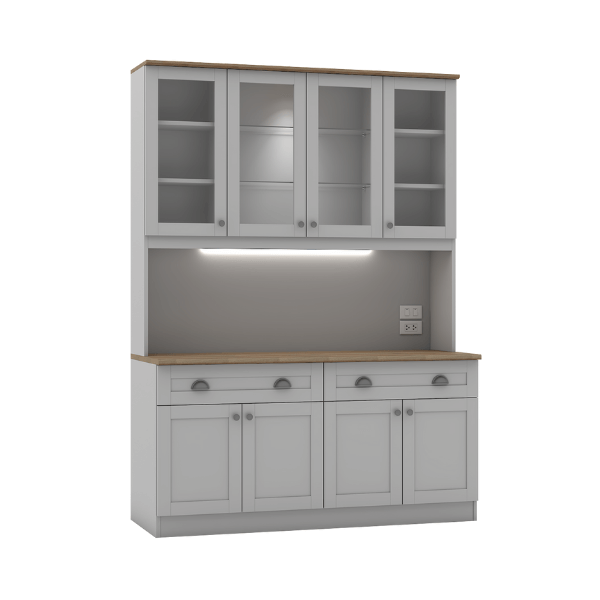 ครัวไม้สำเร็จ ตู้ตั้งพื้นท็อปเรียบ WISDOM DESIGN FURNITURE KT-161 160 ซม. สีฟ็อก/โรม่า