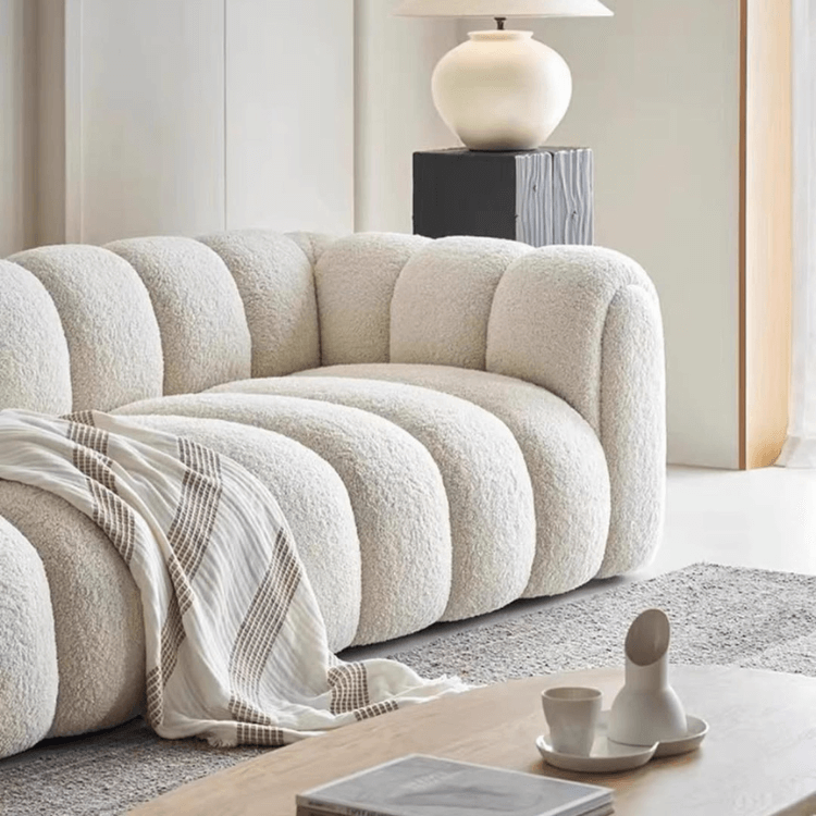 โซฟา 3 ที่นั่ง WISDOM DESIGN FURNITURE รุ่น LISA 220 ซม. ผ้าขนแกะ สีขาว
