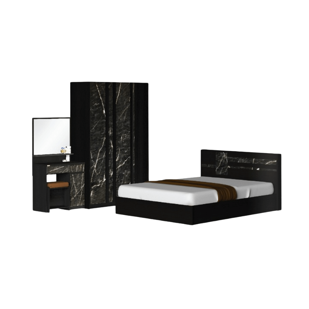 ชุดห้องนอน + ที่นอน 5 ฟุต WISDOM DESIGN FURNITURE รุ่น GALAXY สี โอ๊ค/หิน