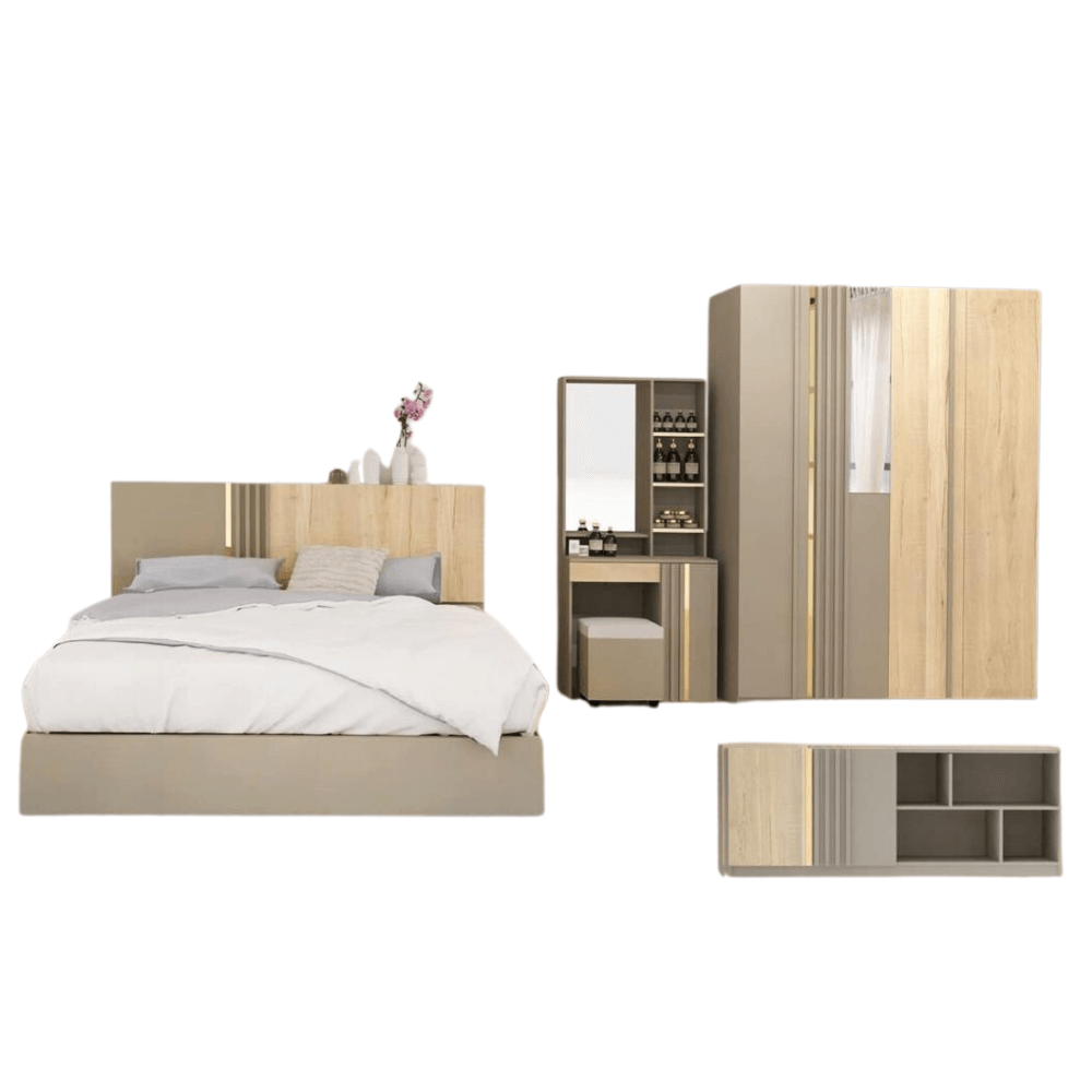 ชุดห้องนอน + ที่นอน 6 ฟุต WISDOM DESIGN FURNITURE รุ่น MARTIN สี โซลิค