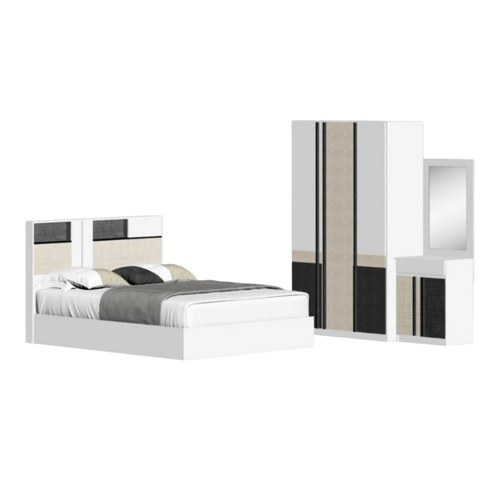 ชุดห้องนอน + ที่นอน PVC 5 ฟุต WISDOM DESIGN FURNITURE รุ่น TOMMY สีขาว/เบจ_6