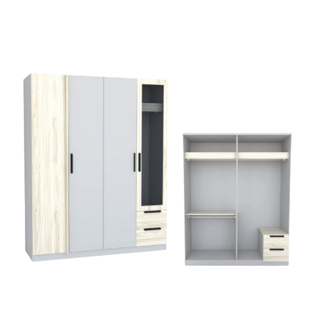 ชุดห้องนอน + ที่นอนสปริง 5 ฟุต WISDOM DESIGN FURNITURE รุ่น VIDA1 สีไวท์โอ๊ค/เทา