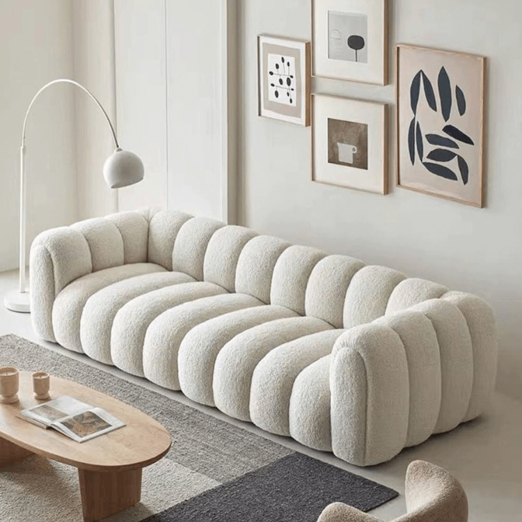 โซฟา 3 ที่นั่ง WISDOM DESIGN FURNITURE รุ่น LISA 220 ซม. ผ้าขนแกะ สีขาว