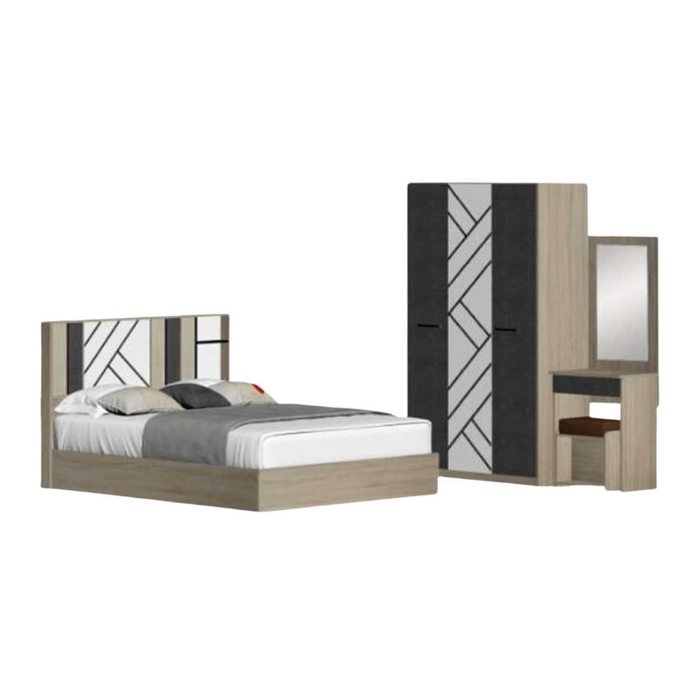 ชุดห้องนอน + ที่นอนสปริง 5 ฟุต WISDOM DESIGN FURNITURE รุ่น JERRY สี โซลิค/กราไฟท์_7