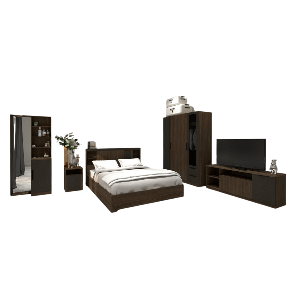 ชุดห้องนอน + ที่นอน PVC 5 ฟุต WISDOM DESIGN FURNITURE รุ่น VIDA1 สีมอคค่า/ซิลค์