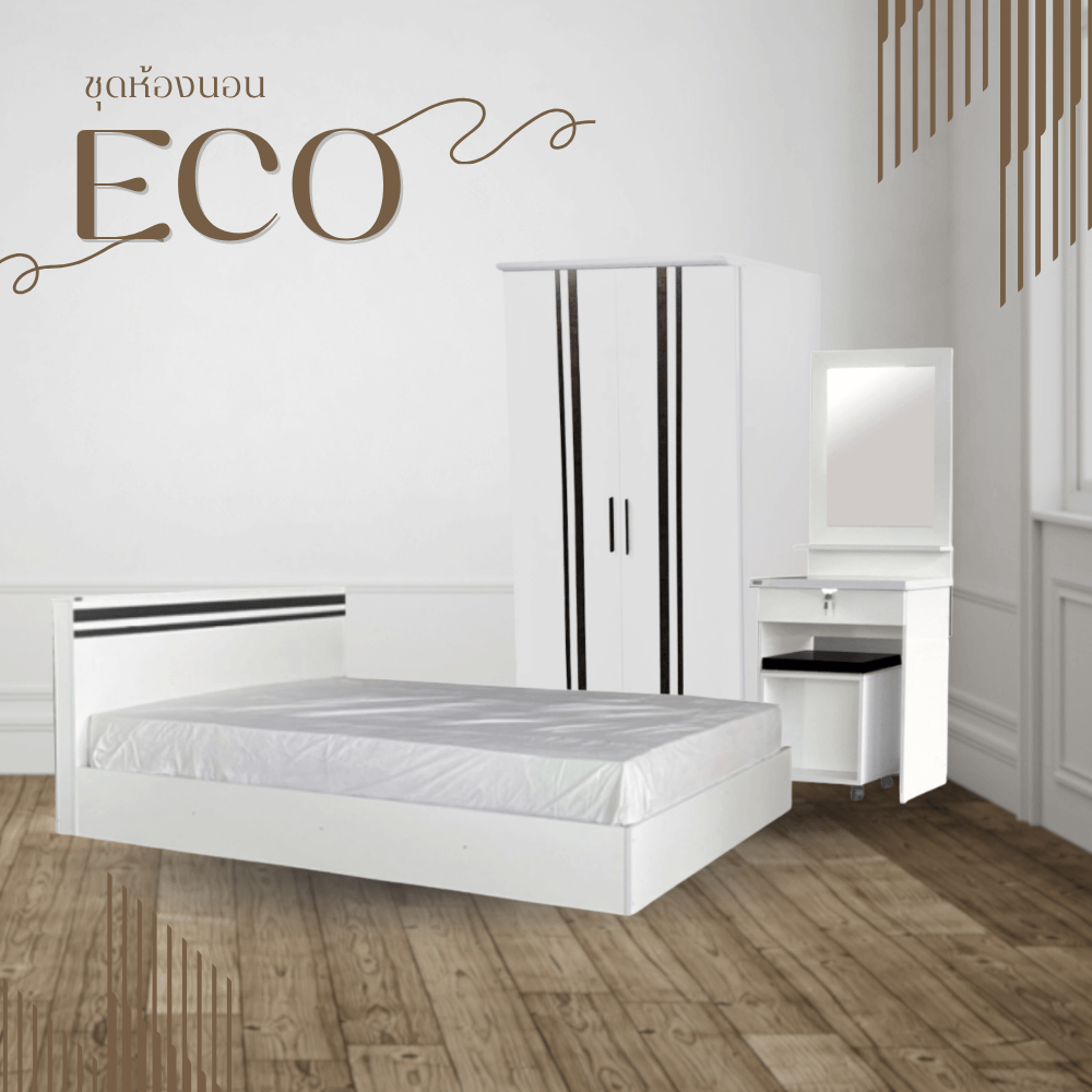 ชุดห้องนอน + ที่นอน PVC 6 ฟุต WISDOM DESIGN FURNITURE รุ่น ECO สี ขาว_7