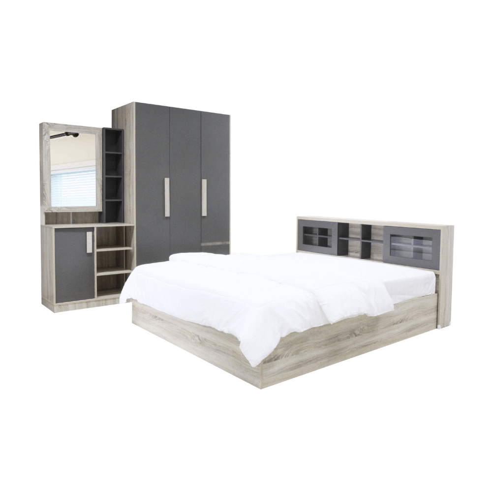 ชุดห้องนอน + ที่นอนสปริง 6 ฟุต WISDOM DESIGN FURNITURE รุ่น WISDOM สี โซลิค/ยีนส์_8