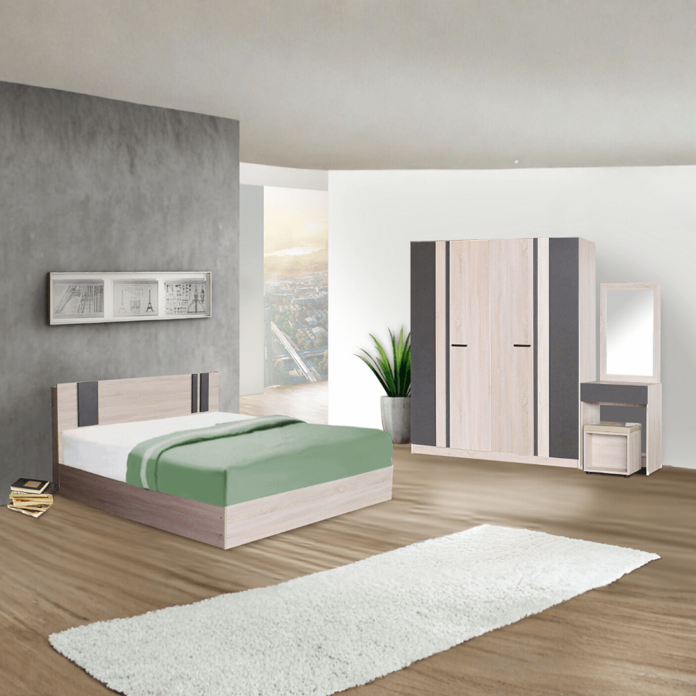 ชุดห้องนอน + ที่นอนสปริง 6 ฟุต WISDOM DESIGN FURNITURE รุ่น GLORY PLUS สี โซลิค/กราไฟท์_7