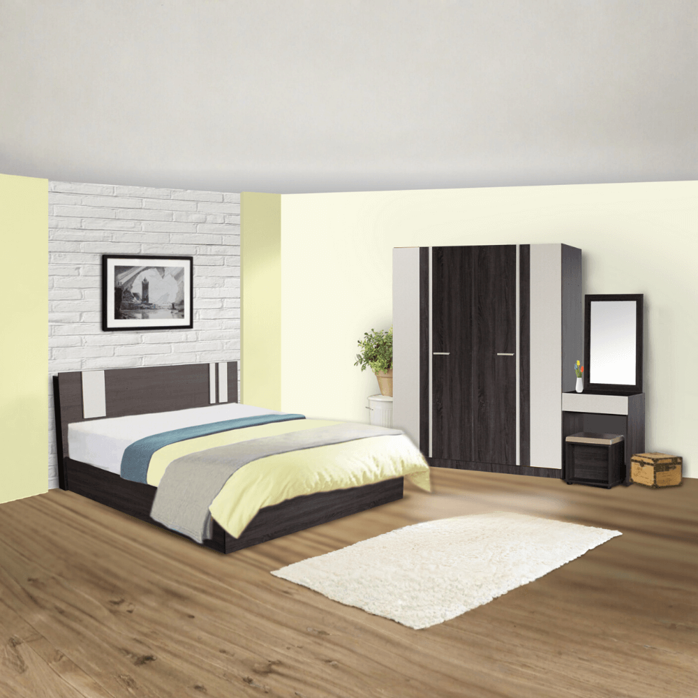 ชุดห้องนอน + ที่นอนสปริง 6 ฟุต WISDOM DESIGN FURNITURE รุ่น GLORY PLUS สี แอชบราวน์/เบจ_7