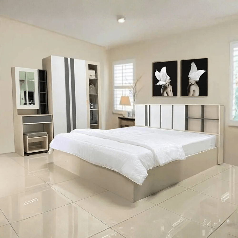 ชุดห้องนอน + ที่นอน PVC 3.5 ฟุต WISDOM DESIGN FURNITURE รุ่น CITY เบจ/ซิลค์_8