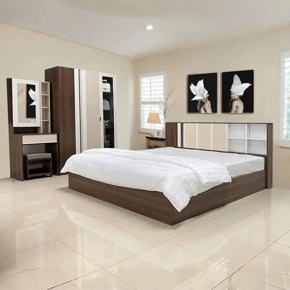 ชุดห้องนอน + ที่นอน PVC 3.5 ฟุต WISDOM DESIGN FURNITURE รุ่น CITY วอลนัท_8