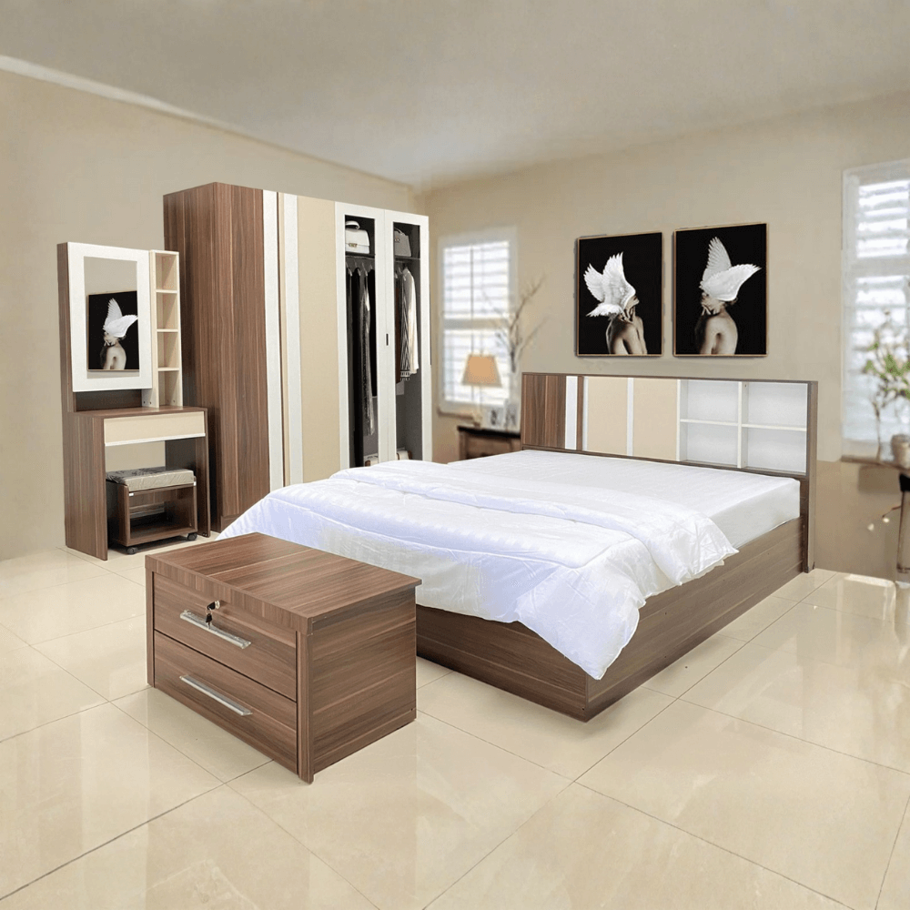 ชุดห้องนอน + ที่นอน PVC 3.5 ฟุต WISDOM DESIGN FURNITURE รุ่น CITY PLUS วอลนัท_8