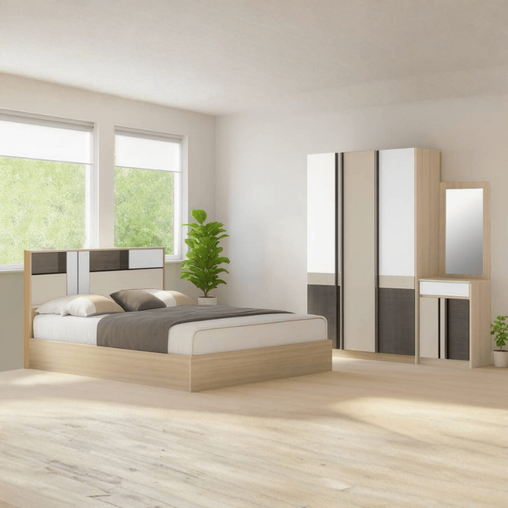 ชุดห้องนอน + ที่นอนสปริง 6 ฟุต WISDOM DESIGN FURNITURE รุ่น TOMMY สีโซลิค/เบจ_8